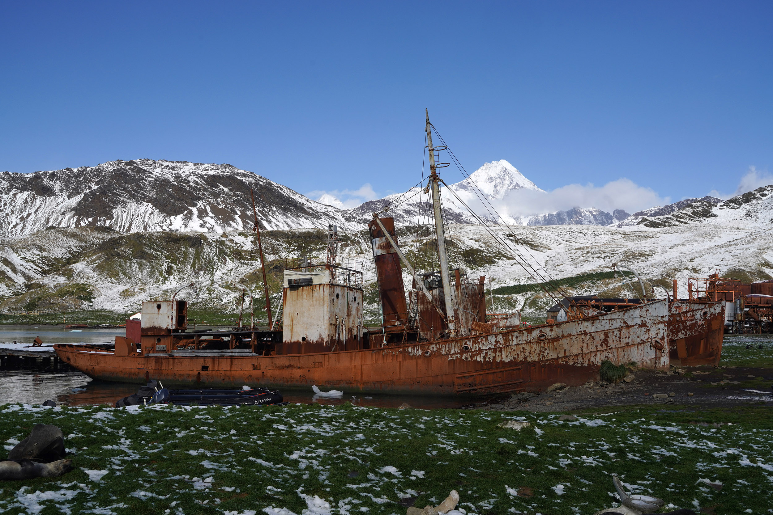 Anciens baleiniers échoués à Grytviken